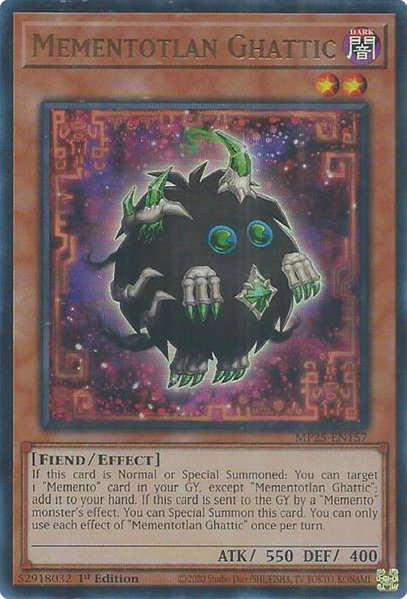 Mementotlan Ghattic trading card from 2025 Mega-Pack Mementotlan Ghattic - 2025 Mega-Pack YuGiOh trading card
