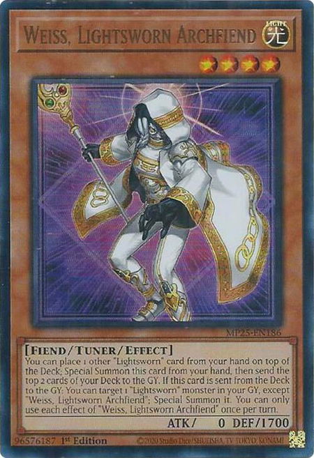 Weiss, Lightsworn Archfiend - 2025 Mega-Pack YuGiOh trading card