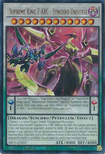 Supreme King Z-ARC - Synchro Universe - 2025 Mega-Pack YuGiOh trading card