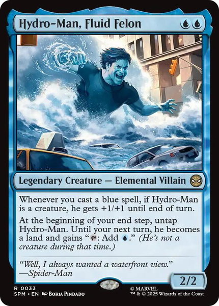 Hydro-Man, Fluid Felon trading card from Marvel's Spider-Man Hydro-Man, Fluid Felon - Marvel's Spider-Man Magic: The Gathering trading card