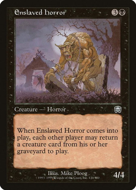 Enslaved Horror trading card from Mercadian Masques Enslaved Horror - Mercadian Masques Magic: The Gathering trading card