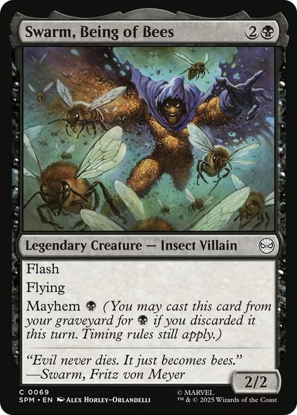 Swarm, Being of Bees trading card from Marvel's Spider-Man Swarm, Being of Bees - Marvel's Spider-Man Magic: The Gathering trading card