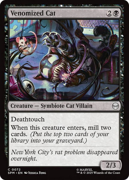 Venomized Cat trading card from Marvel's Spider-Man Venomized Cat - Marvel's Spider-Man Magic: The Gathering trading card
