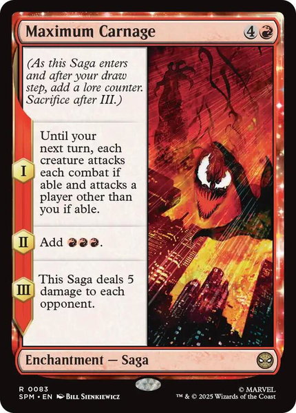 Maximum Carnage trading card from Marvel's Spider-Man Maximum Carnage - Marvel's Spider-Man Magic: The Gathering trading card