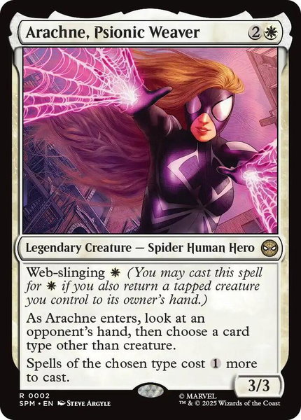 Arachne, Psionic Weaver trading card from Marvel's Spider-Man Arachne, Psionic Weaver - Marvel's Spider-Man Magic: The Gathering trading card