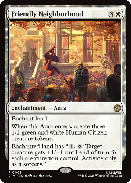 Friendly Neighborhood trading card from Marvel's Spider-Man Friendly Neighborhood - Marvel's Spider-Man Magic: The Gathering trading card