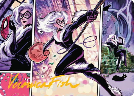Black Cat, Cunning Thief Art Card (Gold-Stamped Signature) trading card from Art Series: Marvel's Spider-Man Black Cat, Cunning Thief Art Card (Gold-Stamped Signature) - Art Series: Marvel's Spider-Man Magic: The Gathering trading card