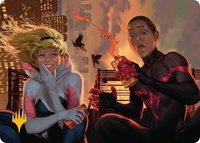 Heroes' Hangout Art Card (Gold-Stamped Planeswalker Symbol) - Art Series: Marvel's Spider-Man (AASPM) #14 - Special Magic: The Gathering Trading Card