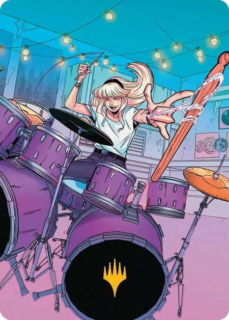 Gwen Stacy Art Card (Gold-Stamped Planeswalker Symbol) (34/54) - Art Series: Marvel's Spider-Man Magic: The Gathering trading card