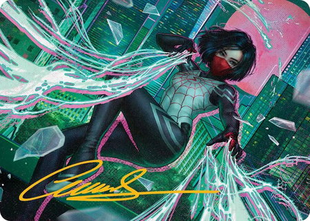Silk, Web Weaver Art Card (29/54) (Gold-Stamped Signature) trading card from Art Series: Marvel's Spider-Man Silk, Web Weaver Art Card (29/54) (Gold-Stamped Signature) - Art Series: Marvel's Spider-Man Magic: The Gathering trading card