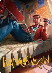 Miles Morales Art Card (Gold-Stamped Signature) - Art Series: Marvel's Spider-Man (AASPM) #35 - Special Magic: The Gathering Trading Card