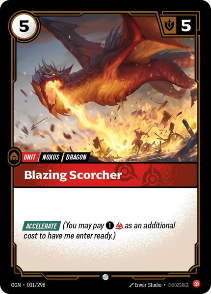Blazing Scorcher trading card from Origins Blazing Scorcher - Origins Riftbound trading card