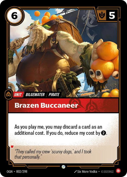 Brazen Buccaneer trading card from Origins Brazen Buccaneer - Origins Riftbound trading card