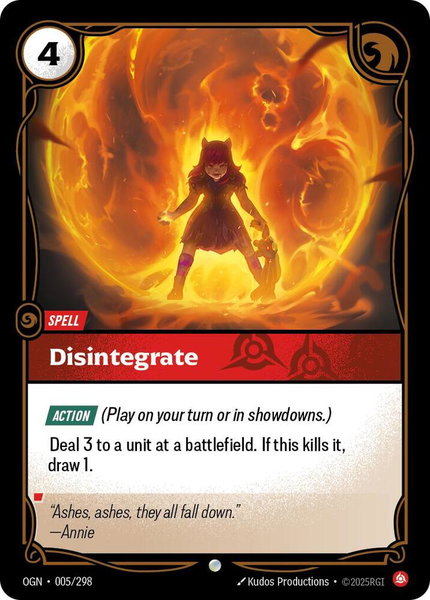 Disintegrate - Origins Riftbound trading card