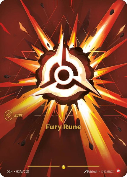 Fury Rune (Alternate Art) trading card from Origins Fury Rune (Alternate Art) - Origins Riftbound trading card