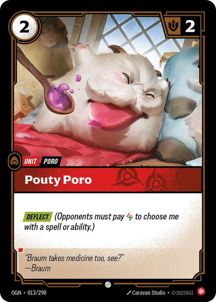 Pouty Poro trading card from Origins Pouty Poro - Origins Riftbound trading card