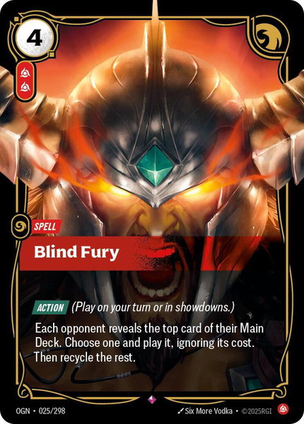 Blind Fury trading card from Origins Blind Fury - Origins Riftbound trading card