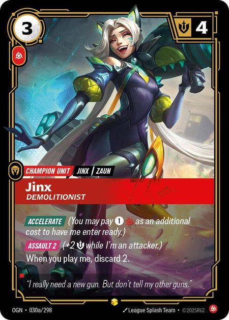 Jinx - Demolitionist (Alternate Art) - Origins Riftbound trading card