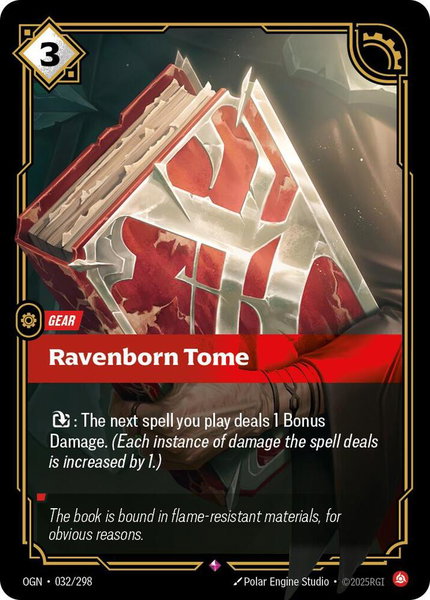 Ravenborn Tome trading card from Origins Ravenborn Tome - Origins Riftbound trading card