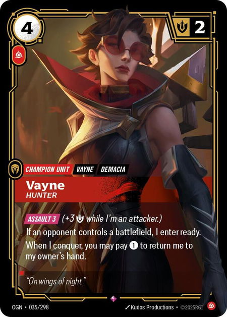 Vayne - Hunter - Origins Riftbound trading card