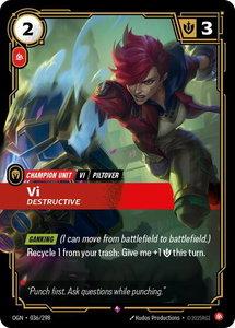 Vi - Destructive - Origins (OGN) #036/298 - Rare Riftbound Trading Card