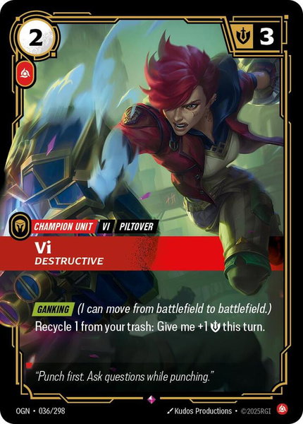 Vi - Destructive trading card from Origins Vi - Destructive - Origins Riftbound trading card