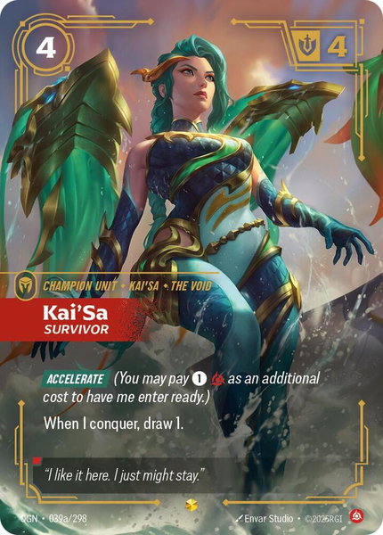 Kai'Sa - Survivor (Alternate Art) trading card from Origins Kai'Sa - Survivor (Alternate Art) - Origins Riftbound trading card