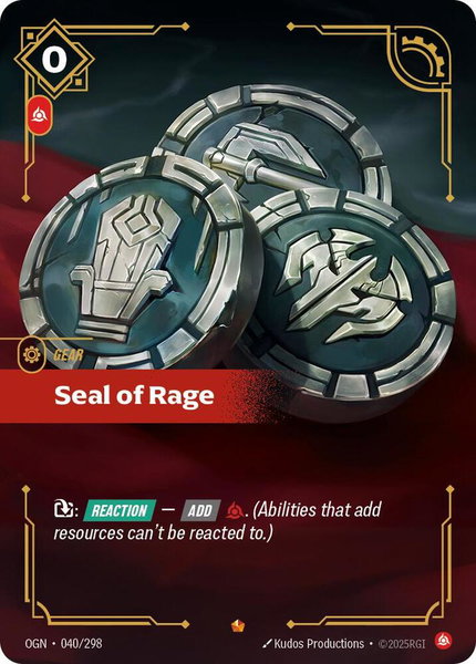Seal of Rage trading card from Origins Seal of Rage - Origins Riftbound trading card