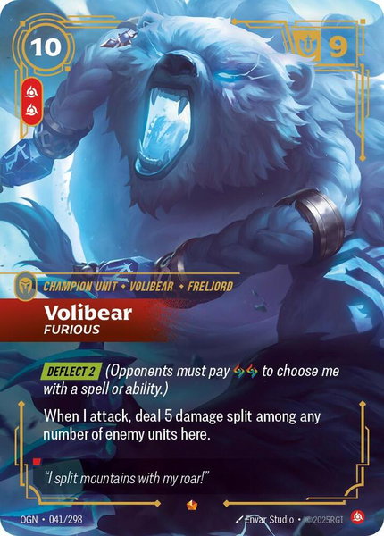 Volibear - Furious trading card from Origins Volibear - Furious - Origins Riftbound trading card