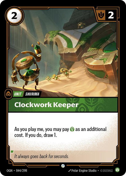 Clockwork Keeper trading card from Origins Clockwork Keeper - Origins Riftbound trading card