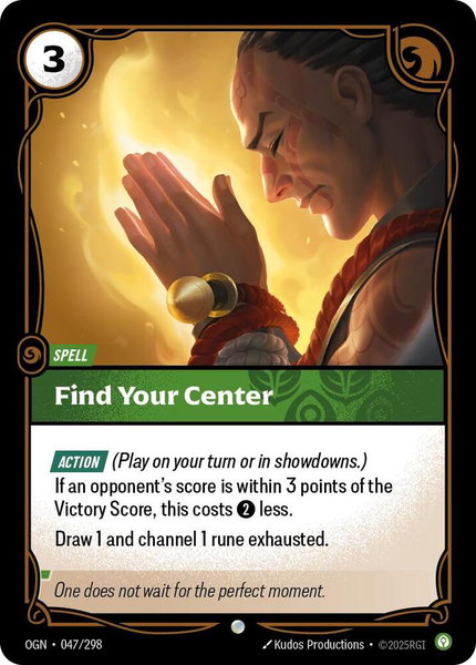 Find Your Center trading card from Origins Find Your Center - Origins Riftbound trading card
