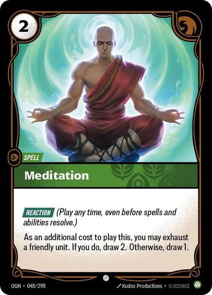 Meditation trading card from Origins Meditation - Origins Riftbound trading card