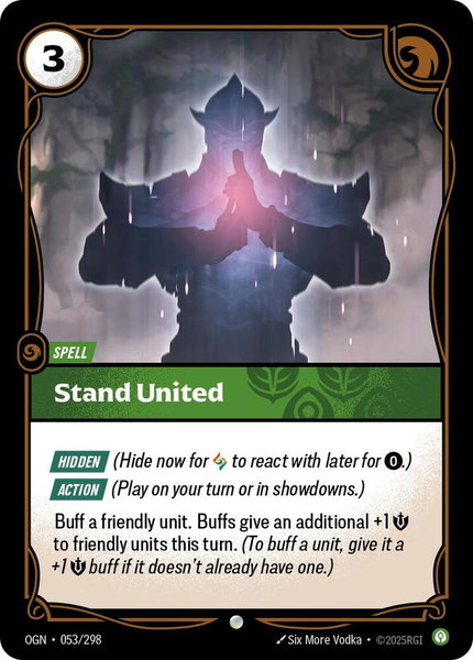 Stand United trading card from Origins Stand United - Origins Riftbound trading card