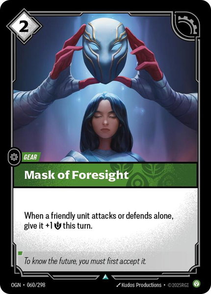 Mask of Foresight trading card from Origins Mask of Foresight - Origins Riftbound trading card