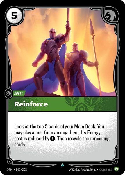 Reinforce trading card from Origins Reinforce - Origins Riftbound trading card