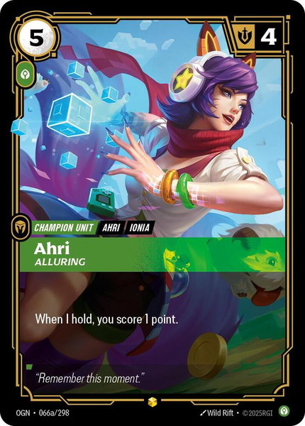 Ahri - Alluring (Alternate Art) trading card from Origins Ahri - Alluring (Alternate Art) - Origins Riftbound trading card