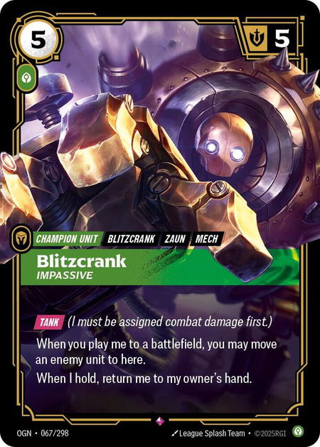 Blitzcrank - Impassive - Origins Riftbound trading card