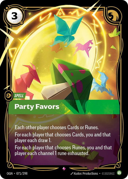 Party Favors trading card from Origins Party Favors - Origins Riftbound trading card