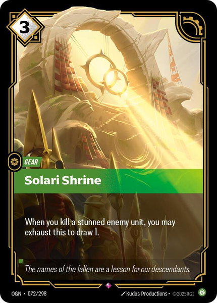 Solari Shrine trading card from Origins Solari Shrine - Origins Riftbound trading card