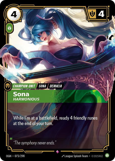 Sona - Harmonious - Origins Riftbound trading card