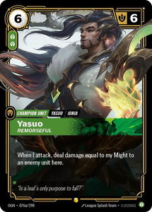 Yasuo - Remorseful (Alternate Art) - Origins (OGN) #076a/298 - Showcase Riftbound Trading Card