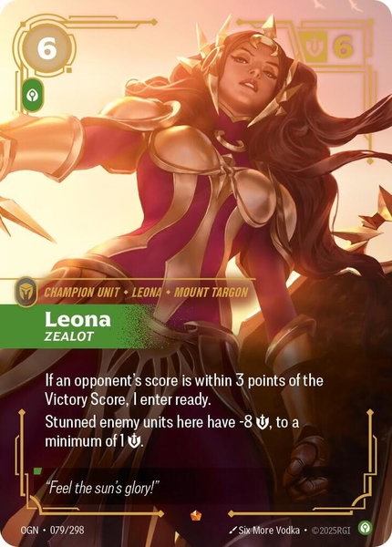 Leona - Zealot trading card from Origins Leona - Zealot - Origins Riftbound trading card