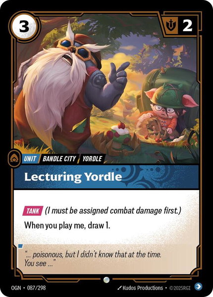 Lecturing Yordle trading card from Origins Lecturing Yordle - Origins Riftbound trading card