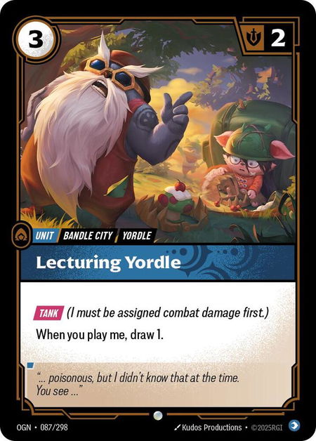 Lecturing Yordle - Origins Riftbound trading card