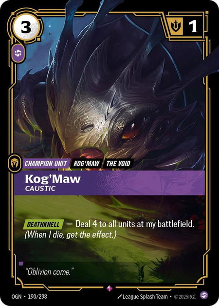 Kog'Maw - Caustic - Origins Riftbound trading card