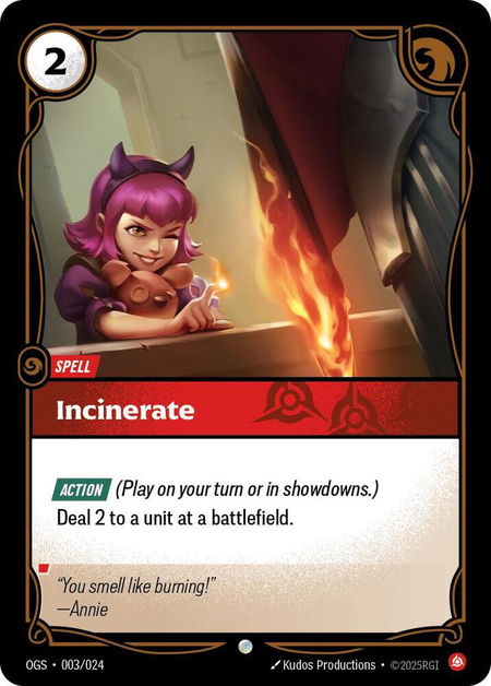Incinerate - Origins: Proving Grounds Riftbound trading card