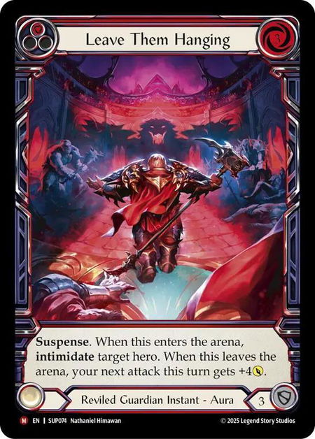 Leave Them Hanging (Extended Art) trading card from Super Slam Leave Them Hanging (Extended Art) - Super Slam Flesh and Blood trading card