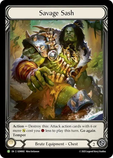 Savage Sash - GEM Pack 3 Flesh and Blood trading card