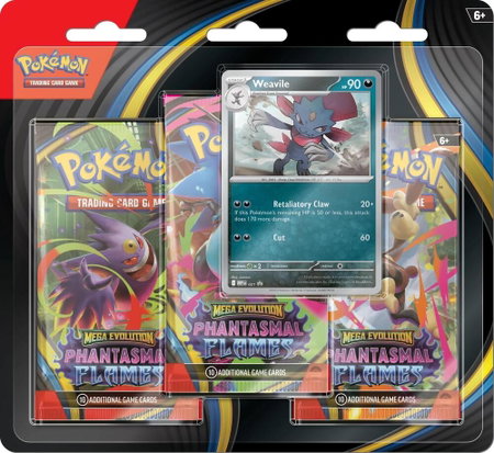 Phantasmal Flames 3 Pack Blister [Weavile] - ME02: Phantasmal Flames Pokémon trading card