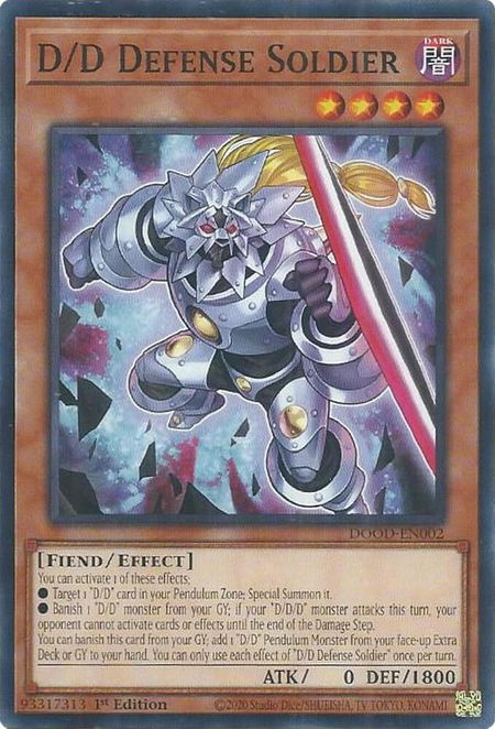 D/D Defense Soldier - Doom of Dimensions YuGiOh trading card